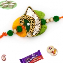 Velvet Balls Zari Work Rakhi,Fancy Rakhis, Buy Rakhi, Send Rakhi to India, Rakhi Gifts, Rakhis Online
