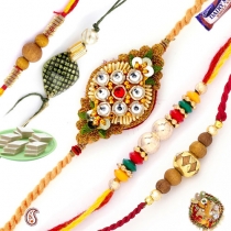 Set of 5 Handcrafted Premium Rakhis,Set of 5 - Rakhis, Buy Rakhi, Send Rakhi to India, Rakhi Gifts, Rakhis Online