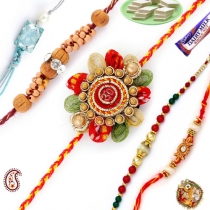 Set of 5 Handcrafted Premium Rakhis,Set of 5 - Rakhis, Buy Rakhi, Send Rakhi to India, Rakhi Gifts, Rakhis Online