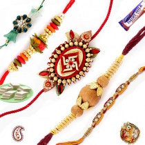 Set of 5 Handcrafted Premium Rakhis,Set of 5 - Rakhis, Buy Rakhi, Send Rakhi to India, Rakhi Gifts, Rakhis Online