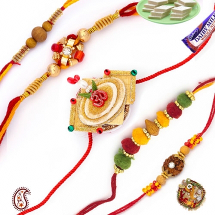 Set of 5 Handcrafted Premium Rakhis