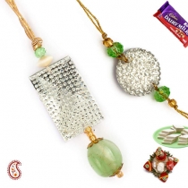 Crystal Work Bhaiya-Bhabhi Rakhi Pair,Bhaiya Bhabhi Rakhi, Buy Rakhi, Send Rakhi to India, Rakhi Gifts, Rakhis Online