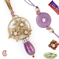 Golden Flower Bhaiya-Bhabhi Rakhi Pair,Bhaiya Bhabhi Rakhi, Buy Rakhi, Send Rakhi to India, Rakhi Gifts, Rakhis Online