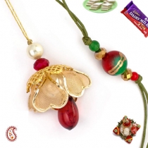 Golden Flower Bhaiya-Bhabhi Rakhi Pair,Bhaiya Bhabhi Rakhi, Buy Rakhi, Send Rakhi to India, Rakhi Gifts, Rakhis Online