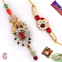 Antique Finish Bhaiya-Bhabhi Rakhi Pair,Bhaiya Bhabhi Rakhi, Buy Rakhi, Send Rakhi to India, Rakhi Gifts, Rakhis Online