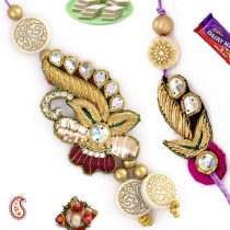 Oriental Style Zardosi Bhaiya-Bhabhi Rakhi Pair,Bhaiya Bhabhi Rakhi, Buy Rakhi, Send Rakhi to India, Rakhi Gifts, Rakhis Online