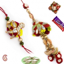Multicoloured Resham Bhaiya-Bhabhi Rakhi Pair,Bhaiya Bhabhi Rakhi, Buy Rakhi, Send Rakhi to India, Rakhi Gifts, Rakhis Online
