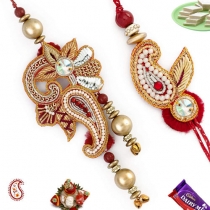 Ethnic Paisley Bhaiya-Bhabhi Rakhi Pair,Bhaiya Bhabhi Rakhi, Buy Rakhi, Send Rakhi to India, Rakhi Gifts, Rakhis Online