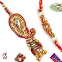 Paisley Design Bhaiya-Bhabhi Rakhi Pair with Ghungroos,Bhaiya Bhabhi Rakhi, Buy Rakhi, Send Rakhi to India, Rakhi Gifts, Rakhis Online