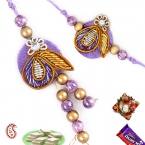 Resham and Zardosi Bhaiya-Bhabhi Rakhi Pair,Bhaiya Bhabhi Rakhi, Buy Rakhi, Send Rakhi to India, Rakhi Gifts, Rakhis Online