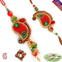Catchy Paisley Design Bhaiya-Bhabhi Rakhi Pair,Bhaiya Bhabhi Rakhi, Buy Rakhi, Send Rakhi to India, Rakhi Gifts, Rakhis Online