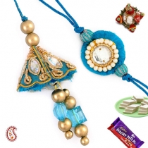 Zardosi Work Bhaiya-Bhabhi Rakhi Pair,Bhaiya Bhabhi Rakhi, Buy Rakhi, Send Rakhi to India, Rakhi Gifts, Rakhis Online