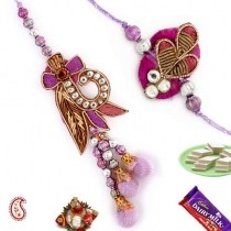 Purple Resham Bhaiya-Bhabhi Rakhi Pair,Bhaiya Bhabhi Rakhi, Buy Rakhi, Send Rakhi to India, Rakhi Gifts, Rakhis Online