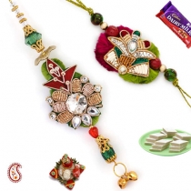 Crystal and Resham Bhaiya-Bhabhi Rakhi Pair,Bhaiya Bhabhi Rakhi, Buy Rakhi, Send Rakhi to India, Rakhi Gifts, Rakhis Online