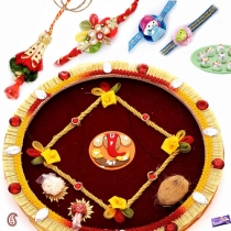 GANAPATI Thali with Rakhi Set and Sweets,Rakhi Thalis, Buy Rakhi, Send Rakhi to India, Rakhi Gifts, Rakhis Online