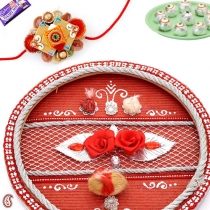 SILVER ZARDOSI Rakhi Thali with Sweets,Rakhi Thalis, Buy Rakhi, Send Rakhi to India, Rakhi Gifts, Rakhis Online
