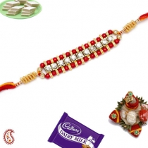 American Diamond Zardosi Rakhi,Diamond Rakhi, Buy Rakhi, Send Rakhi to India, Rakhi Gifts, Rakhis Online