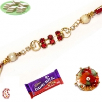 American Diamond Rakhi with Metal Rings,Diamond Rakhi, Buy Rakhi, Send Rakhi to India, Rakhi Gifts, Rakhis Online