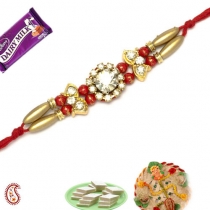 Crystal Rakhi with Metal Beads,Diamond Rakhi, Buy Rakhi, Send Rakhi to India, Rakhi Gifts, Rakhis Online