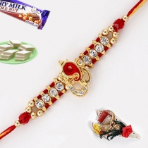 OM Ganapati Rakhi with Zircons,Fancy Rakhis, Buy Rakhi, Send Rakhi to India, Rakhi Gifts, Rakhis Online