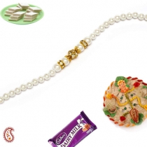 Pearl Rakhi with CZ Rings,Bracelet Rakhi, Buy Rakhi, Send Rakhi to India, Rakhi Gifts, Rakhis Online