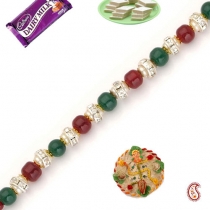 Emerald and Ruby Bracelet Rakhi,Bracelet Rakhi, Buy Rakhi, Send Rakhi to India, Rakhi Gifts, Rakhis Online
