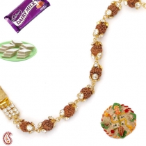 Rudraksh Rakhi with American Diamonds,Bracelet Rakhi, Buy Rakhi, Send Rakhi to India, Rakhi Gifts, Rakhis Online