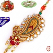 Paisley Design Lumba with Zardosi Work,Lumba Rakhi, Buy Rakhi, Send Rakhi to India, Rakhi Gifts, Rakhis Online
