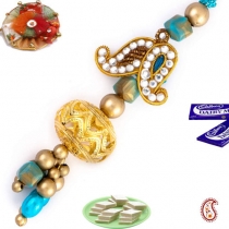 Paisley Design Zardosi Lumba,Lumba Rakhi, Buy Rakhi, Send Rakhi to India, Rakhi Gifts, Rakhis Online