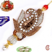 Paisley Kundan Style Lumba In Copper,Lumba Rakhi, Buy Rakhi, Send Rakhi to India, Rakhi Gifts, Rakhis Online