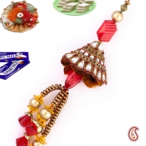 Ethnic Kundan & Zardosi Lumba,Lumba Rakhi, Buy Rakhi, Send Rakhi to India, Rakhi Gifts, Rakhis Online