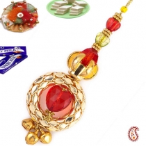 Metallic Ring Lumba with Crystal Heart,Lumba Rakhi, Buy Rakhi, Send Rakhi to India, Rakhi Gifts, Rakhis Online