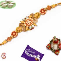 SWASTIK Rakhi with Crystals,Fancy Rakhis, Buy Rakhi, Send Rakhi to India, Rakhi Gifts, Rakhis Online