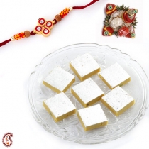 Kajoo Kesar Katli with FREE Rakhi and Tilak,Rakhi Sweets, Buy Rakhi, Send Rakhi to India, Rakhi Gifts, Rakhis Online