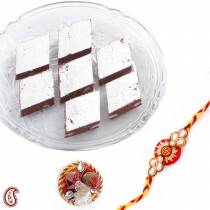 Kajoo Chocolate Barfi with FREE Rakhi and Tilak,Rakhi Sweets, Buy Rakhi, Send Rakhi to India, Rakhi Gifts, Rakhis Online