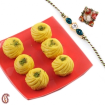 Kesar Pedas with FREE Rakhi and Tilak,Rakhi Sweets, Buy Rakhi, Send Rakhi to India, Rakhi Gifts, Rakhis Online