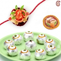 Stuffed Kajoo Laddoos with FREE Rakhi and Tilak,Rakhi Sweets, Buy Rakhi, Send Rakhi to India, Rakhi Gifts, Rakhis Online