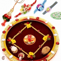 GANAPATI Thali with Rakhi Set and Sweets,Rakhi with Thali, Buy Rakhi, Send Rakhi to India, Rakhi Gifts, Rakhis Online