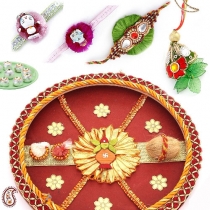 KALASH Thali with Rakhi Set and Sweets,Rakhi with Thali, Buy Rakhi, Send Rakhi to India, Rakhi Gifts, Rakhis Online
