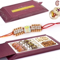 Premium Rakhi Gift Box with Assorted Kaju Pista Sweets And Dryfr,Rakhi with Hampers, Buy Rakhi, Send Rakhi to India, Rakhi Gifts, Rakhis Online