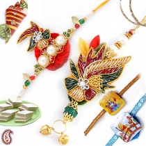 Handcrafted Zardosi Family Rakhi Set,Rakhi Sets, Buy Rakhi, Send Rakhi to India, Rakhi Gifts, Rakhis Online