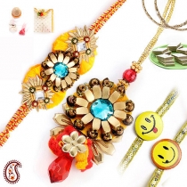 Crystal Family Rakhi Set,Rakhi Sets, Buy Rakhi, Send Rakhi to India, Rakhi Gifts, Rakhis Online