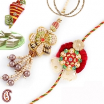 Ethnic Bead Work Bhaiya-Bhabhi Rakhi Pair,Bhaiya Bhabhi Rakhi, Buy Rakhi, Send Rakhi to India, Rakhi Gifts, Rakhis Online