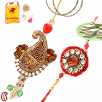 Antique Finish Bhaiya-Bhabhi Rakhi Pair,Bhaiya Bhabhi Rakhi, Buy Rakhi, Send Rakhi to India, Rakhi Gifts, Rakhis Online