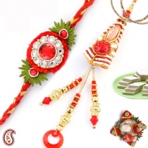 Bhaiya-Bhabhi Rakhi Pair with Coloured Crystals,Bhaiya Bhabhi Rakhi, Buy Rakhi, Send Rakhi to India, Rakhi Gifts, Rakhis Online