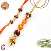 Natural Rudraksh Bhaiya-Bhabhi Rakhi Pair,Bhaiya Bhabhi Rakhi, Buy Rakhi, Send Rakhi to India, Rakhi Gifts, Rakhis Online