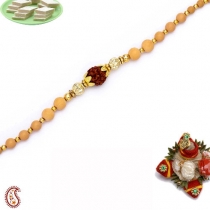 Rudraksh Rakhi With Wood Beads,Regular Rakhi, Buy Rakhi, Send Rakhi to India, Rakhi Gifts, Rakhis Online