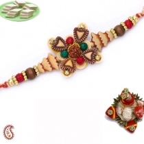 Antique Style Rudraksh Rakhi,Regular Rakhi, Buy Rakhi, Send Rakhi to India, Rakhi Gifts, Rakhis Online