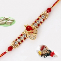 OM Ganapati Rakhi with Zircons,Regular Rakhi, Buy Rakhi, Send Rakhi to India, Rakhi Gifts, Rakhis Online
