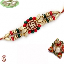 Golden Beads SWASTIK Rakhi,Regular Rakhi, Buy Rakhi, Send Rakhi to India, Rakhi Gifts, Rakhis Online